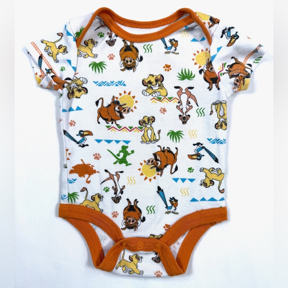 DISNEY Baby Lion King Infant Bodysuit 0-3M Playful Safari Simba Timon Pumba